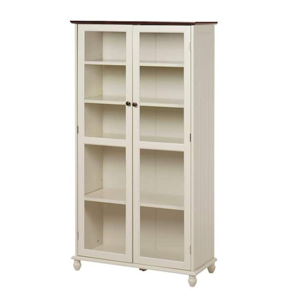 Unbranded 31 in. W 5-Shelf Book Case Southport Ivory and Oak