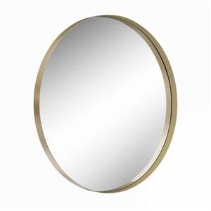 32.00 in. W x 32.00 in. H Small Round Metal Framed Anti-Fog Wall Bathroom Vanity Mirror in Gold