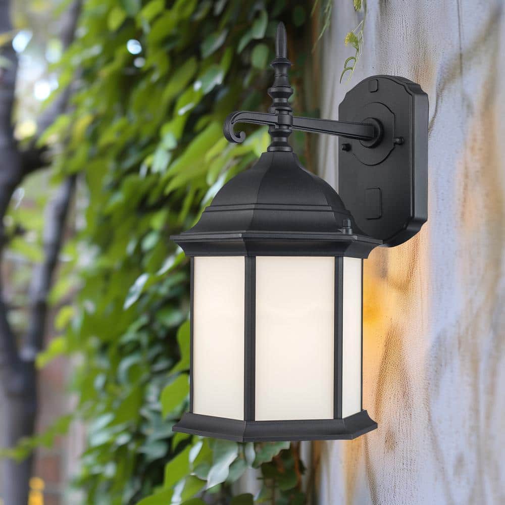 Eldlight 15.25 in. 1-Light Black Outdoor Hardwired Wall Lantern Sconce with No Bulbs Included and Frosted Glass price history on PriceWatchPro