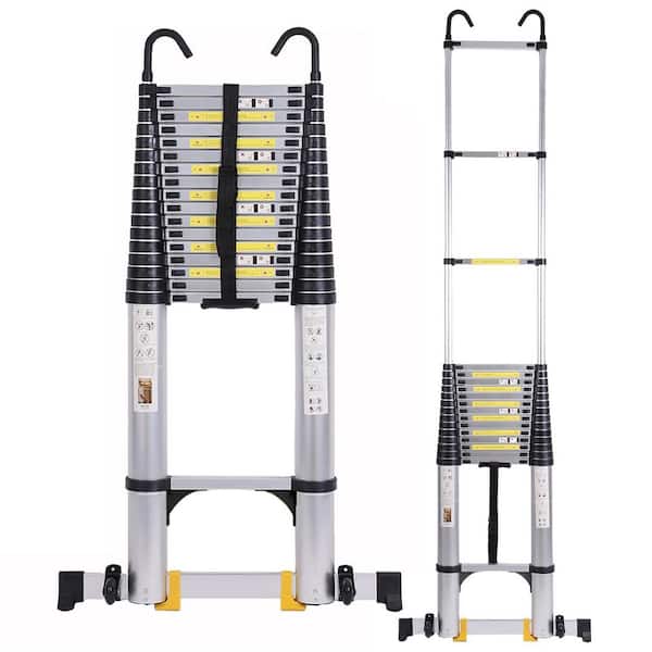 26.2 ft. Aluminum Telescoping Ladder with Tool Tray, Non-Slip Feet, 330 lb. Capacity