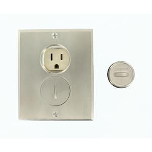 15 Amp Commercial Grade Self Grounding Duplex Outlet Floor Box, Ivory/Nickel