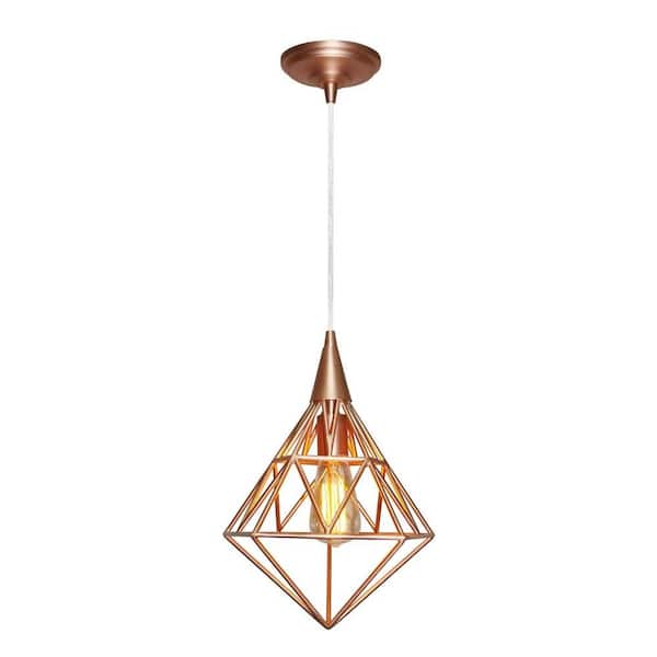 Worth Home Products Hardwired Pendant Series 1-Light Copper Finish Pendant with Cage Shade