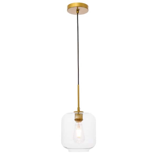 Unbranded Timeless Home Conor 1-Light Brass Pendant with Clear Glass Shade