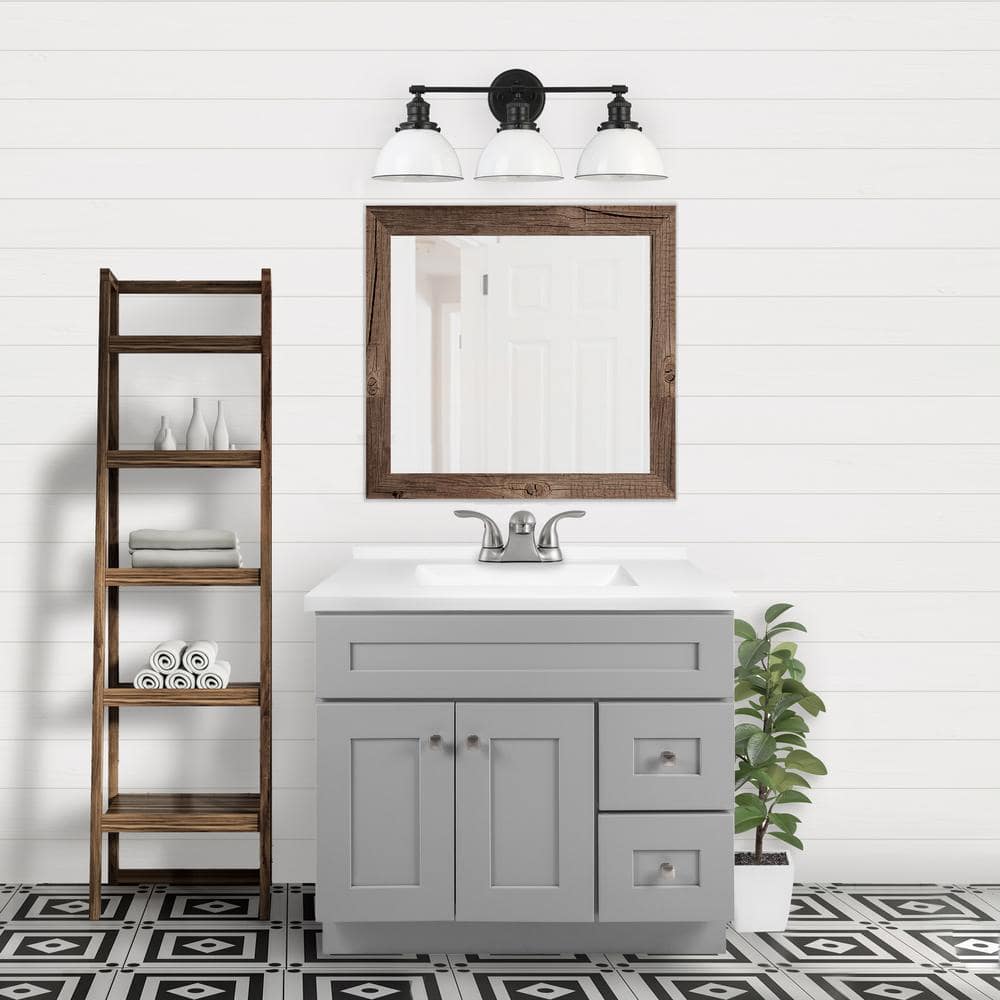 Brookings 37-Inch Gray Solid Wood Vanity with Modern Sink Top