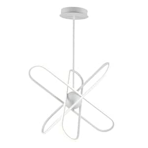 Nightingale 29.5 in. 1-Light Dimmable Integrated LED White Ringed Chandelier Light Fixture