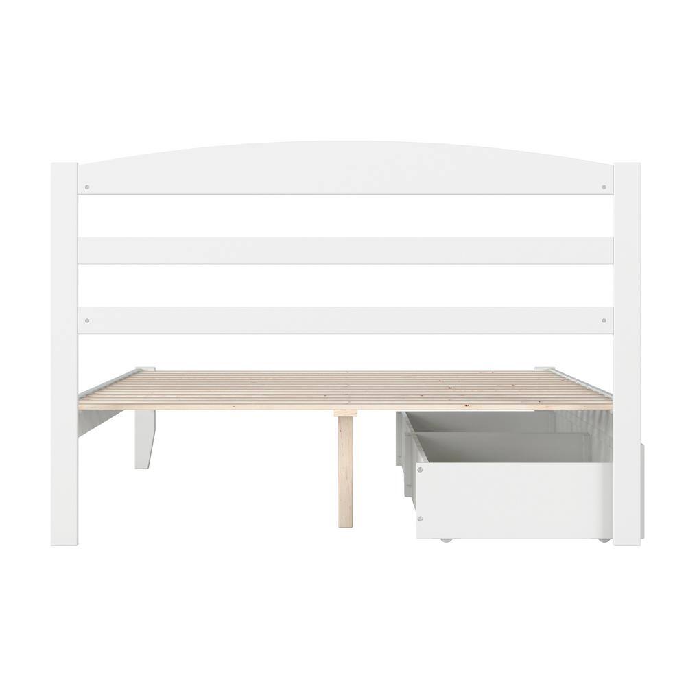 Mission Queen Platform Bed with Storage Drawers and Wood Headboard