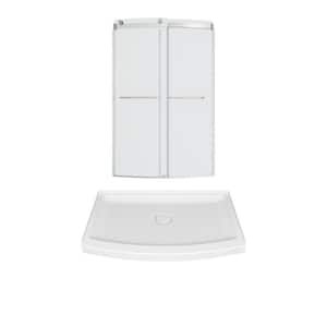 Ovation Curve 48 in. L 30 in. W 72 in. H Alcove Shower Kit with Sliding Frameless Shower Door and Shower Pan