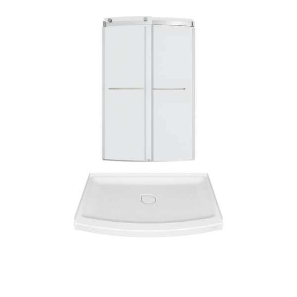American Standard Ovation Curve 48 in. L 30 in. W 72 in. H Alcove Shower Kit with Sliding Frameless Shower Door and Shower Pan
