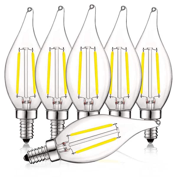 LUXRITE 40-Watt Equivalent CA11 Dimmable LED Light Bulbs UL Listed 5000K Bright White (6-Pack)