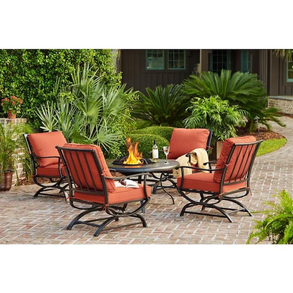 Metal Patio Fire Pit Seating Set, Home Depot Fire Pit Table Set