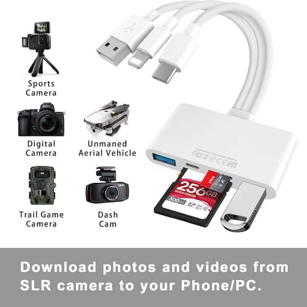 SD Card Reader For Phone & Computer - USB-C Memory Card Adapter For Trail Cameras & Photos