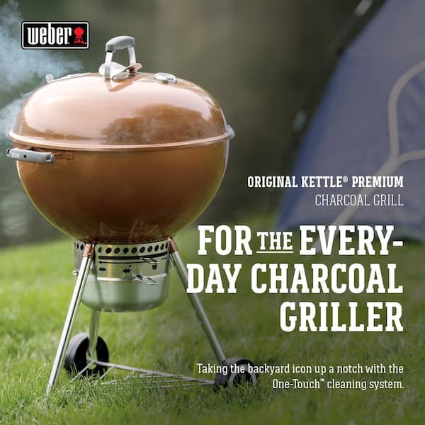 Original Kettle Premium Charcoal Grill Copper Built In Thermometer New 22 In 