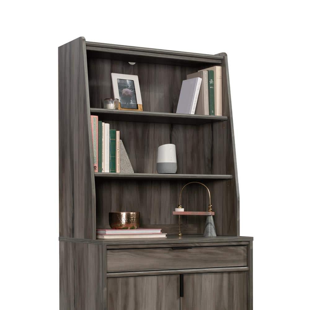 Clifford Place Jet Acacia 2-Shelf Mid-Century Modern Library Hutch