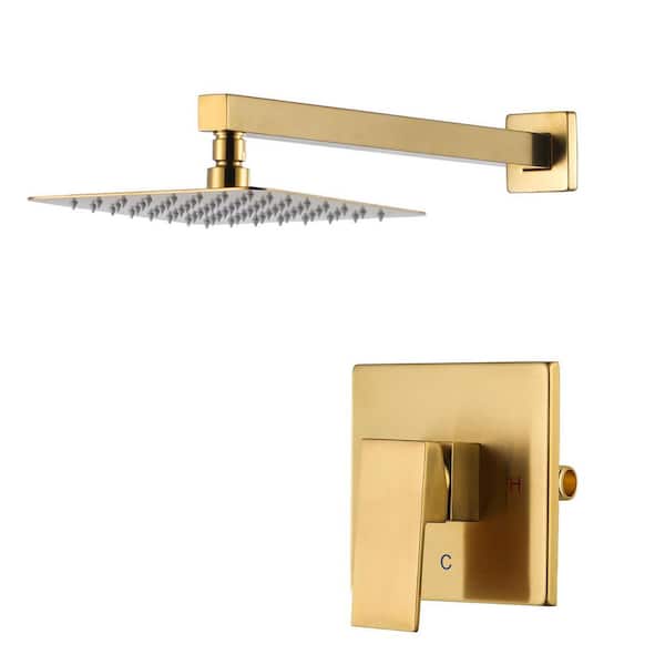 WOWOW Single Handle 1-Spray Shower Faucet 1.8 GPM with High Pressure Valve in Gold