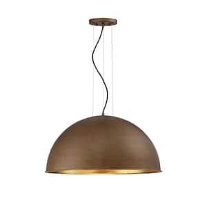 Sommerton 24 in. W x 15 in. H 3-Light Rubbed Bronze with Gold Leaf Shaded Pendant Light