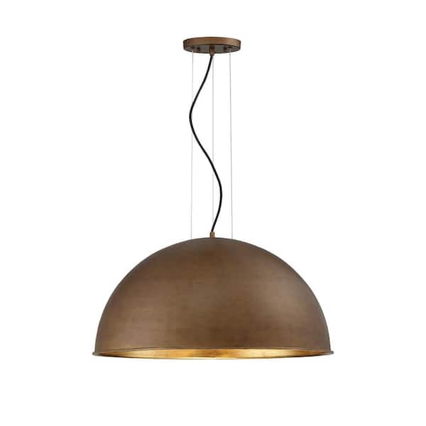 Savoy House Sommerton 24 in. W x 15 in. H 3-Light Rubbed Bronze with Gold Leaf Shaded Pendant Light