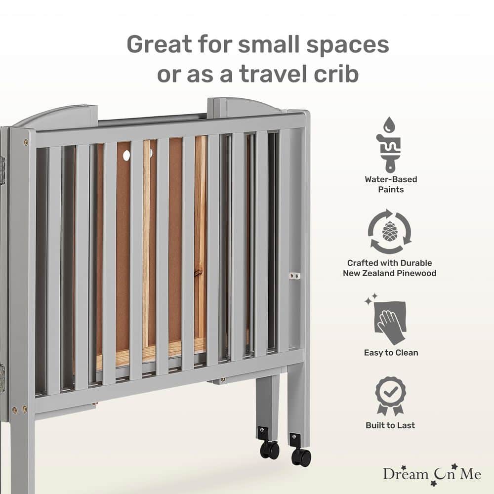 Cool Gray Pine 2-in-1 Folding Portable Mini Crib