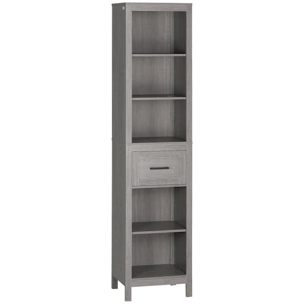 kleankin Freestanding Bathroom Storage Cabinet Organizer Cupboard with Double Doors - Grey