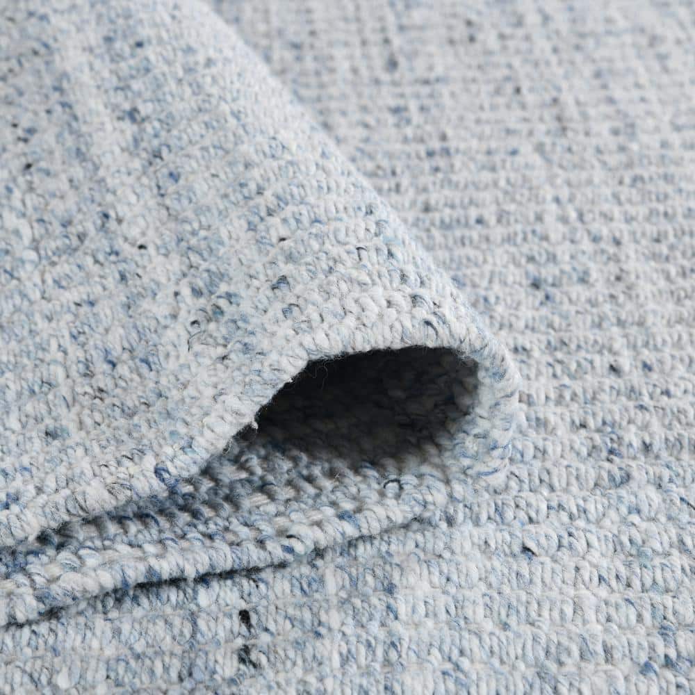 Sky Blue Hand-Woven Rectangular Outdoor Polyester Rug