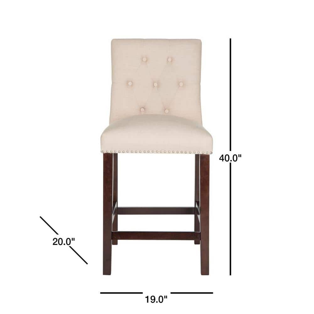 Norah Beige Wood and Metal Counter Stools, Set of 2
