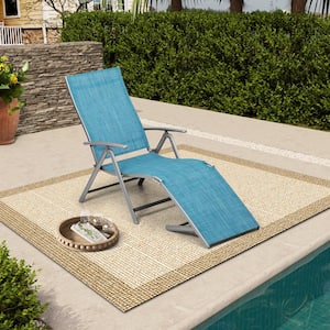 1-Piece Adjustable Aluminum Outdoor Chaise Lounge in Blue