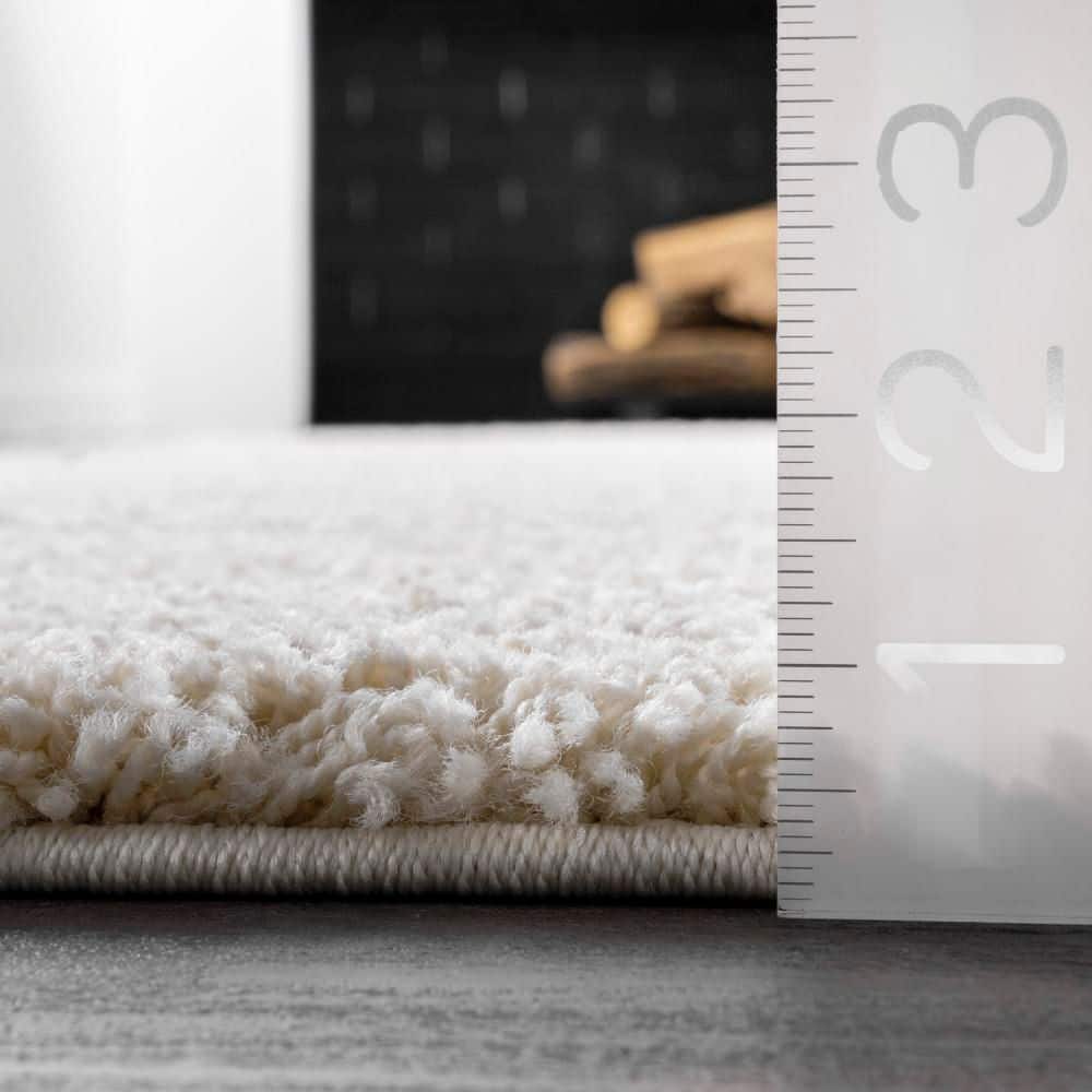 Elysian Cream Round Shag Area Rug with Abstract Design