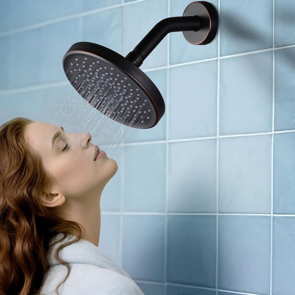 1-Spray Patterns with 1.75 GPM 6 in. Wall Mount Rain Fixed Shower Head in Oil Rubbed Bronze