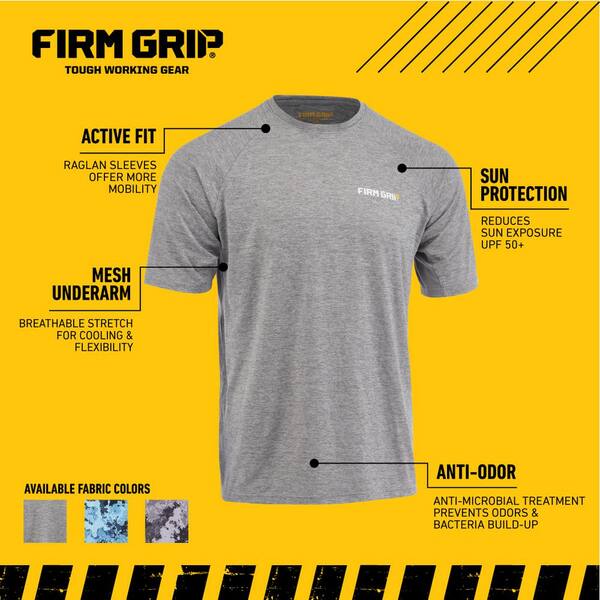 FIRM GRIP Men's Small Veil Tac Gray Performance Short Sleeved Shirt  63630-012 - The Home Depot