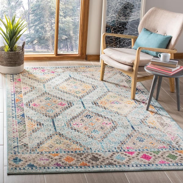Madison Blue/Yellow Doormat 2 ft. x 4 ft. Geometric Area Rug