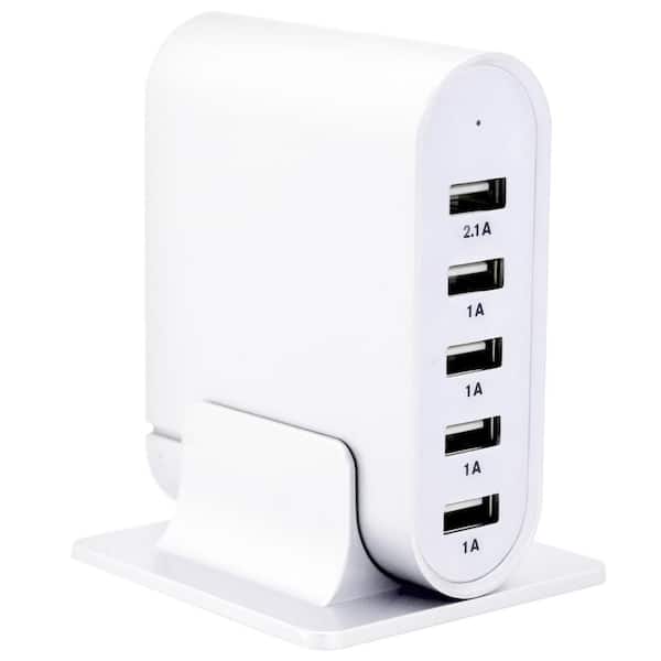 Trexonic 7.1 Amp 5 Port Universal USB Compact Station in White
