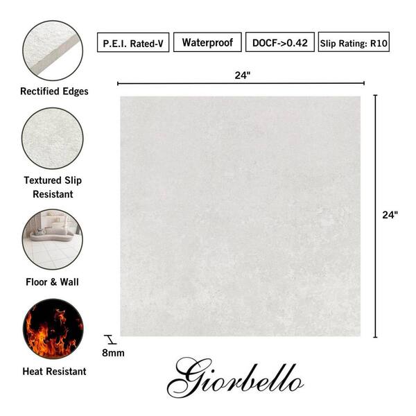 Giorbello Melange Italian Porcelain Floor and Wall Tile 24x 24 White-Bulk  Value (80 Sq. Ft.) G8640-P - The Home Depot