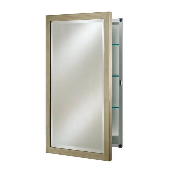 Afina Single Door 24 in. x 30 in. Recessed Basix Brushed Silver