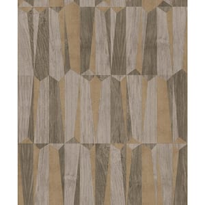 Fusion Collection Geo Point Wood Effect Motif Brown/Grey Matte Finish Non-Pasted Vinyl on Non-woven Wallpaper Roll
