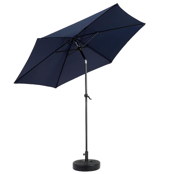9 ft. Metal Tiltable Market Patio Umbrella in Navy Blue (Base Not Included)
