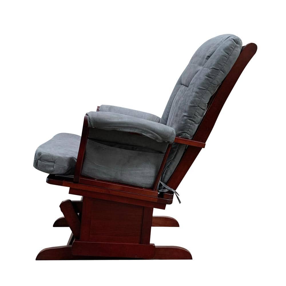 Cherry & Gray Microfiber Glider Chair with Ottoman