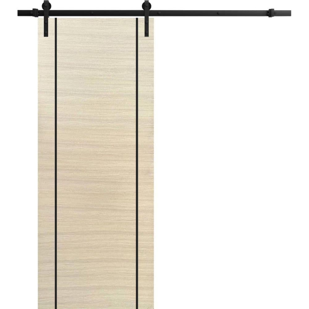 Assembly Required 18 in. x 84 in. 1-Panel Natural Veneer Solid Wood with Honeycomb Sliding Barn Door with Hardware Kit price history on PriceWatchPro