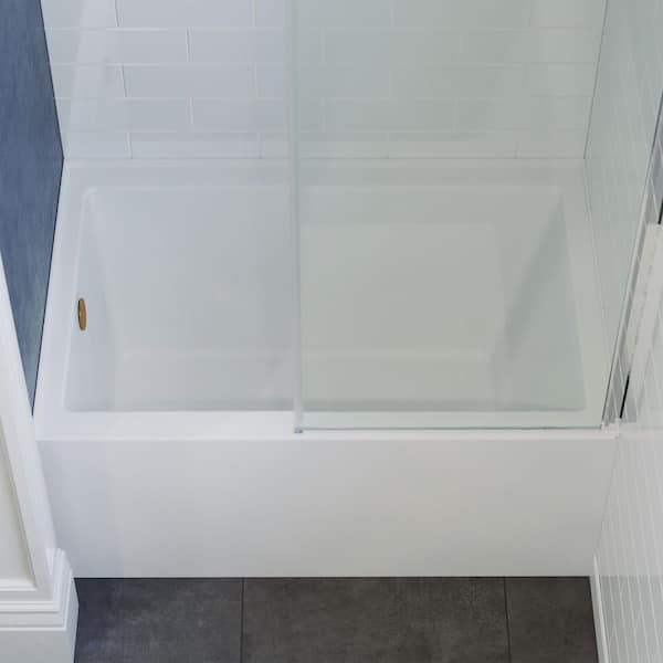 48 in. Left Drain Rectangular Alcove Bathtub in White