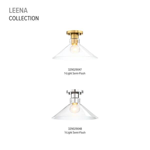 Designers Fountain - Leena 14 in. 1-Light Brushed Gold Contemporary Entryway Semi-Flush Mount with Clear Glass Shade