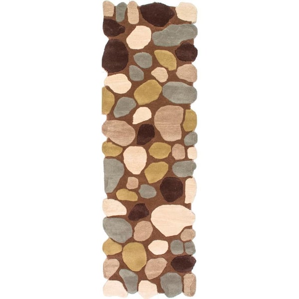 nuLOOM Wool Pebbles Brown 3 ft. x 8 ft. Runner