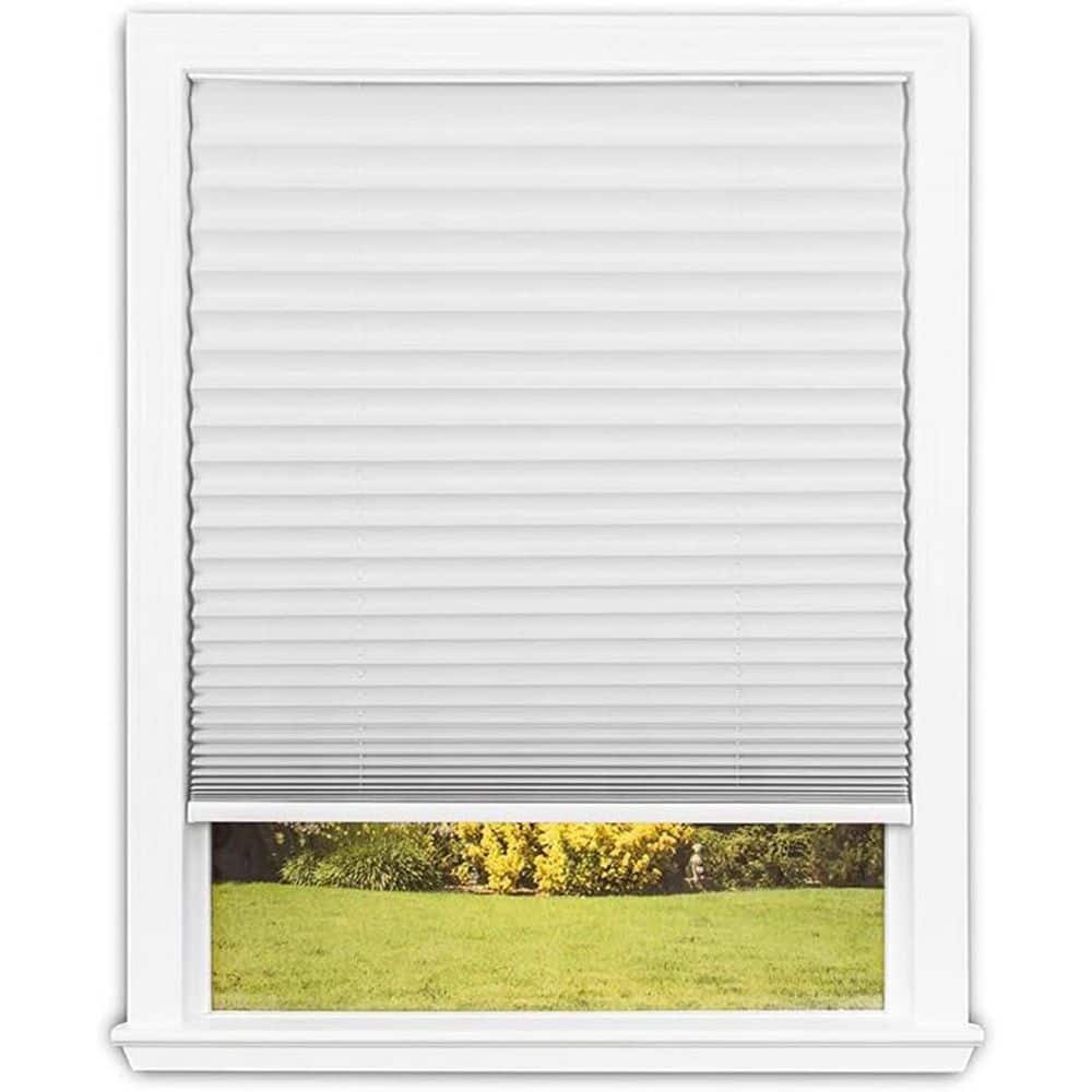 Easy Lift Cut-to-Size White Cordless Light Filtering Fabric Pleated Shade 60 in. W x 64 in. L price history on PriceWatchPro