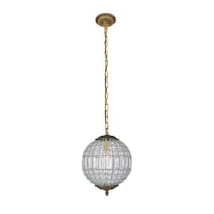 Timeless Home 12 in. 1-Light French Gold Pendant Light, Bulbs Not Included