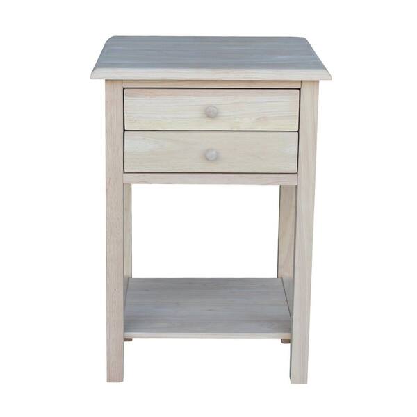 International Concepts Unfinished Lamp Table with 2-Drawer