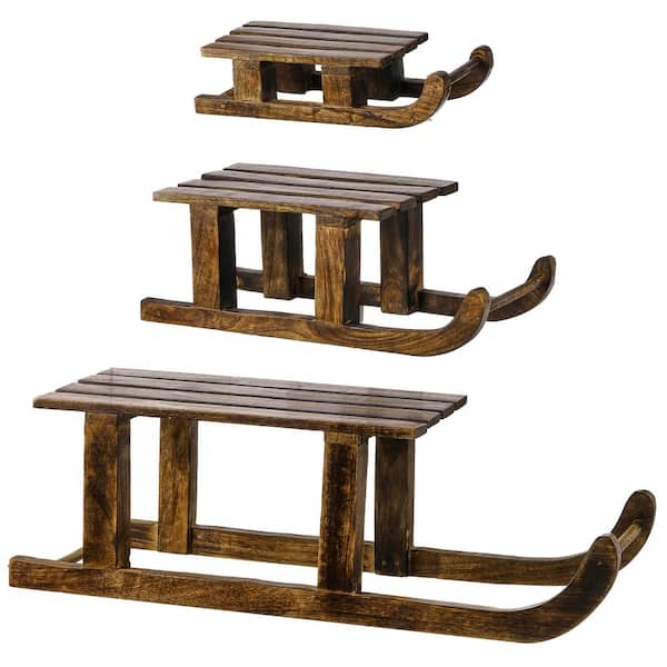 12-23.5 in. Mango Wood Sled (Set of 3)