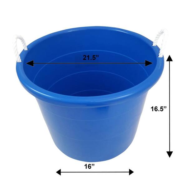 round plastic tote with rope handles