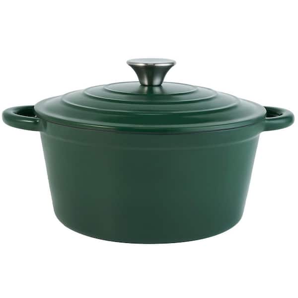 4.5 qt. Ceramic Enameled Dutch Oven Nonstick Stock Pot with Lid in Green, Cookware Up to 500°F