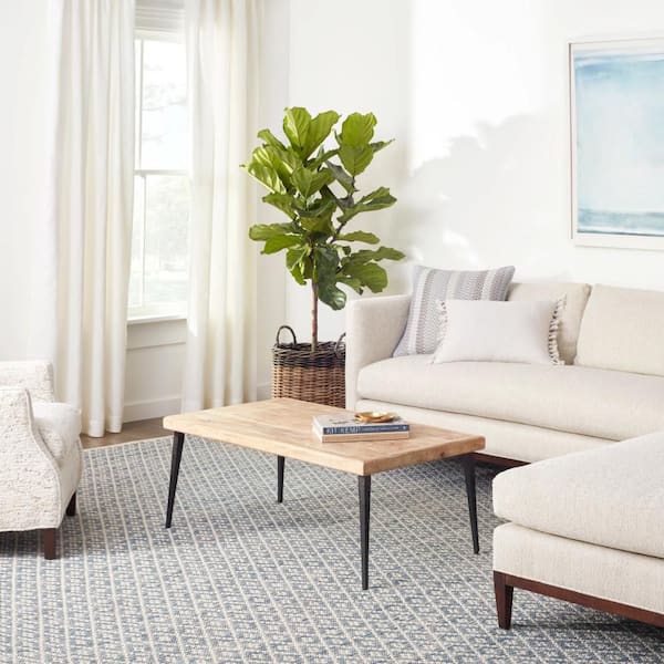 Melange Diamond Handwoven Cotton Blue 6 ft. x 9 ft. Indoor Area Rug