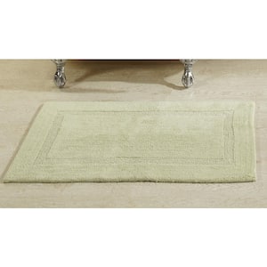 Lux Collection Sage 24 in. x 40 in. 100% Cotton Reversible Race Track Pattern Bath Rug