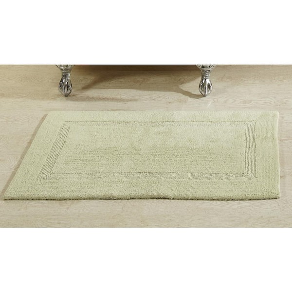 Better Trends Lux Collection Sage 24 in. x 40 in. 100% Cotton Reversible Race Track Pattern Bath Rug