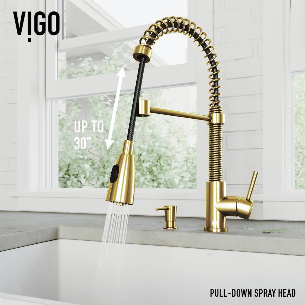 Elegant Matte Gold Pull-Down Kitchen Faucet with Soap Dispenser