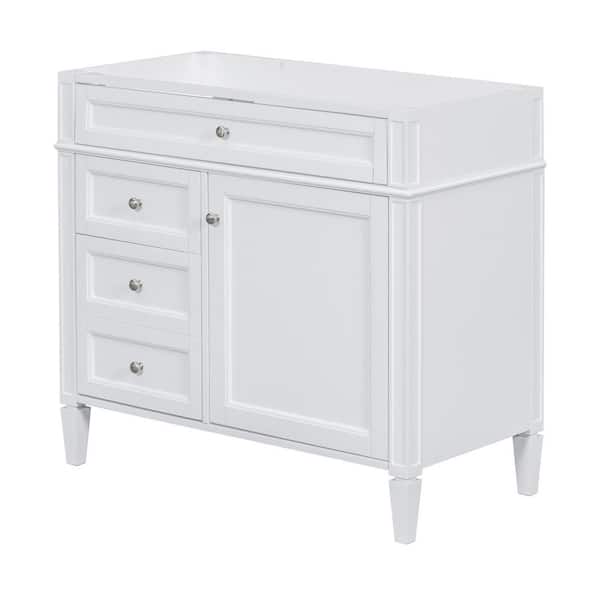 36 in. Bath Vanity Cabinet without Top in White with 2-Drawers and a Tip-out Drawer